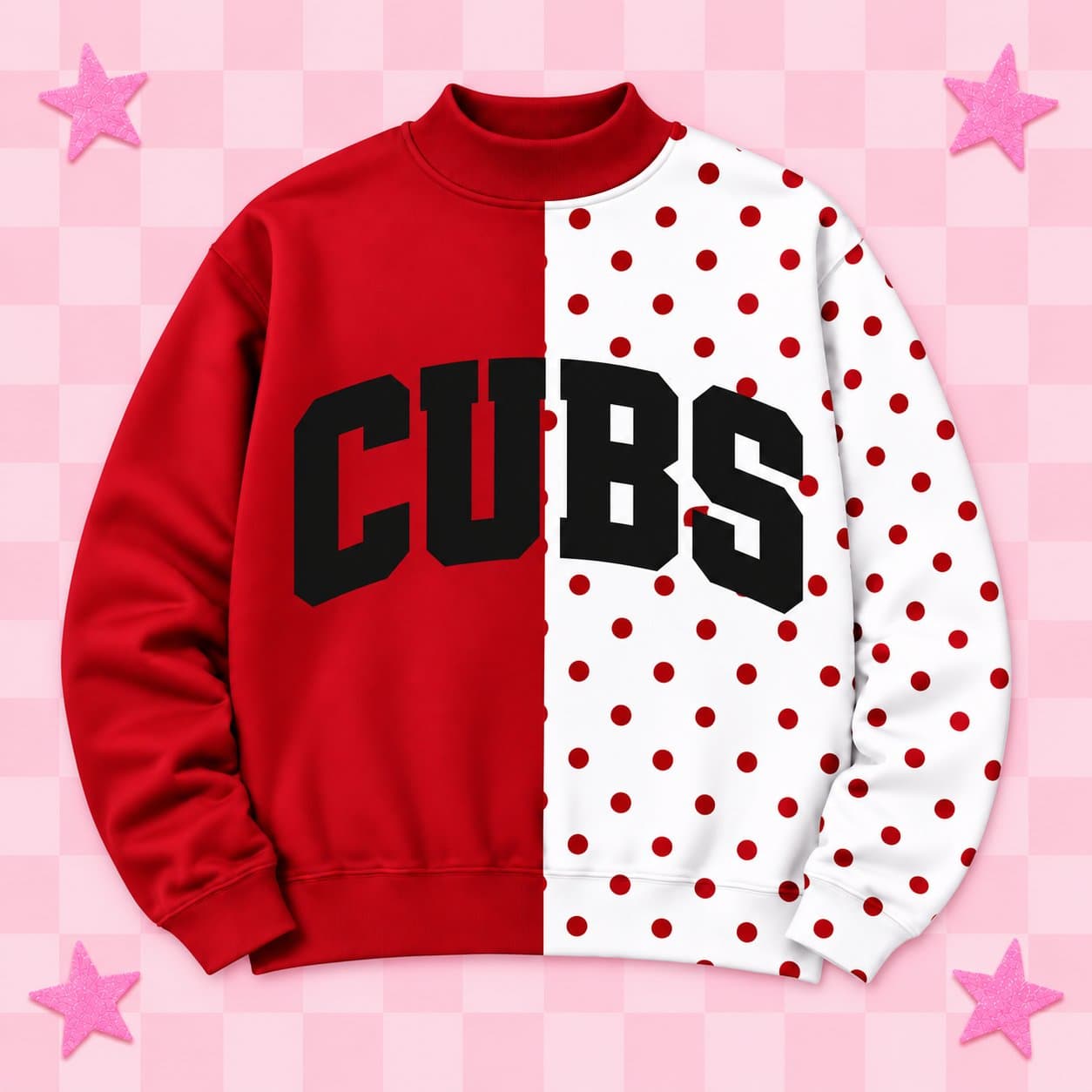 Cubs Split Polka Dot Mock Neck